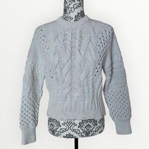 & Other Stories Cropped Cable Knit Cotton Blend Sweater Size Medium